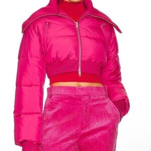 REVOLVE Eaves Fuchsia Cropped Puffer Jacket xxs
